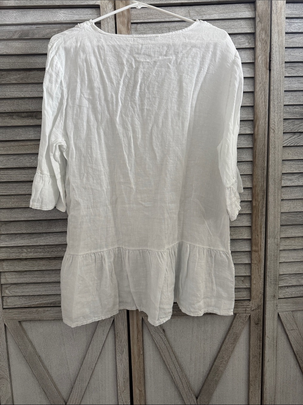 White Lace-Trim V-Neck Peplum Tunic Top - Picture 6 of 7